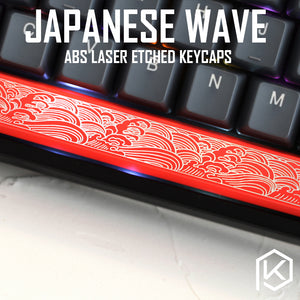 Novelty Shine Through Keycaps ABS Etched, Shine-Through japanese wave black red spacebar custom mechanical keyboards - KPrepublic