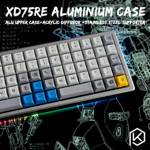 Anodized Aluminium Case For XD75Re AM 60% Custom Keyboard tempered glass Diffuser - KPrepublic